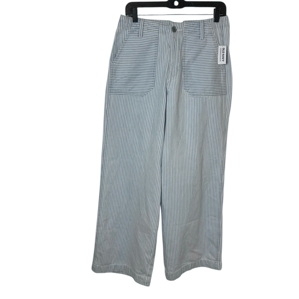 NWT Old Navy Blue & White Baggy Wide-Leg Pants Womenβs Size 6 Casual Preppy